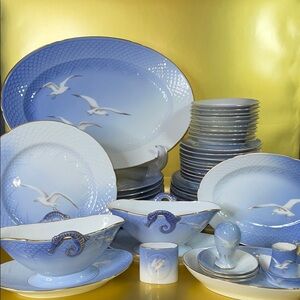 Bing & Grøndahl "Seagull" pattern porcelain dinnerware set. 52 piece